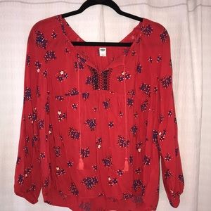 Red patterned floral top